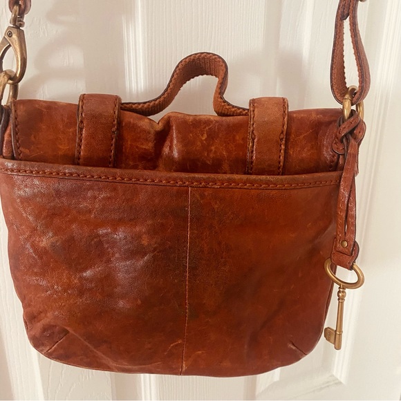 Fossil Messenger Bag Crossbody Satchel Handbag Shoulder Brown Leather - Picture 3 of 8